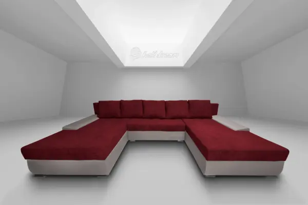 Wixy giga u alakú kanapé szamárszürke és antik rubintvörös színben 345 x 205 cm fantasztikus nagy fekvőfelülettel - image 2