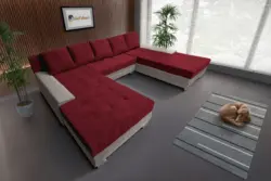 Wixy Giga u alakú kanapé szamárszürke és antik rubintvörös színben