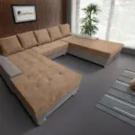 Wixy Giga u alakú kanapé szamárszürke és halvány taupe színben