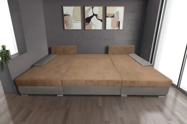 Wixy giga u alakú kanapé szamárszürke és halvány taupe színben 405 x 225 cm fantasztikus nagy fekvőfelülettel - image 3