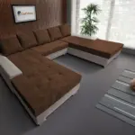 Wixy Giga u alakú kanapé szamárszürke és havannabarna színben