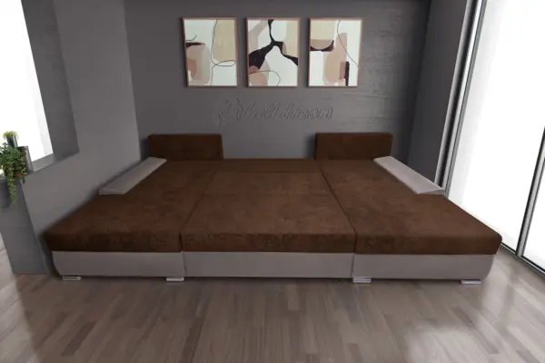 Wixy giga u alakú kanapé szamárszürke és havannabarna színben 405 x 225 cm fantasztikus nagy fekvőfelülettel - image 3