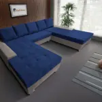 Wixy Giga u alakú kanapé szamárszürke és mély búzavirágkék színben