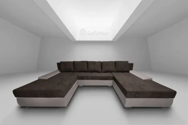 Wixy giga u alakú kanapé szamárszürke és mély mályvabarna színben