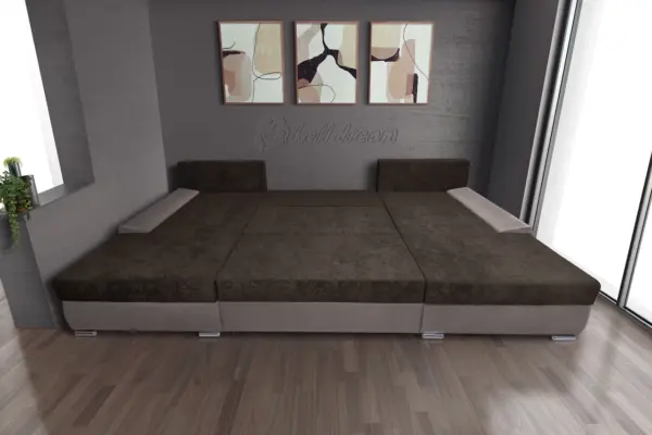 Wixy giga u alakú kanapé szamárszürke és mély mályvabarna színben