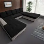 Wixy Giga u alakú kanapé szamárszürke és sejtelmes fekete színben