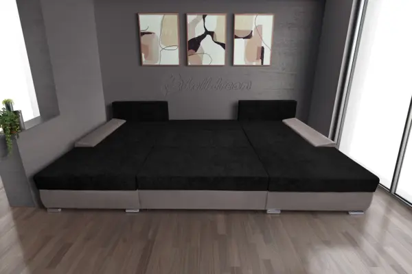 Wixy giga u alakú kanapé szamárszürke és sejtelmes fekete színben 345 x 205 cm fantasztikus nagy fekvőfelülettel - image 3