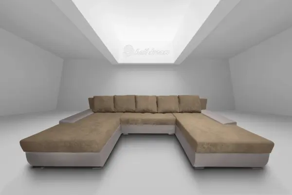 Wixy giga u alakú kanapé szamárszürke és szafarisárga színben 405 x 225 cm fantasztikus nagy fekvőfelülettel - image 2