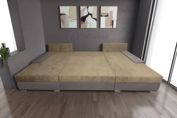 Wixy giga u alakú kanapé szamárszürke és szafarisárga színben