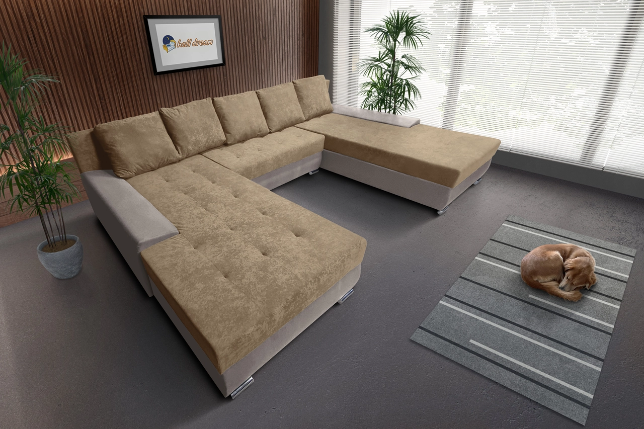 Wixy Giga u alakú kanapé szamárszürke és szafarisárga színben