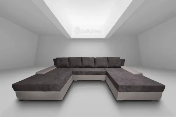 Wixy giga u alakú kanapé szamárszürke és taupe szürke színben 405 x 225 cm fantasztikus nagy fekvőfelülettel - image 2