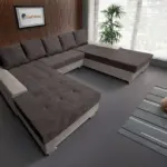 Wixy Giga u alakú kanapé szamárszürke és taupe szürke színben