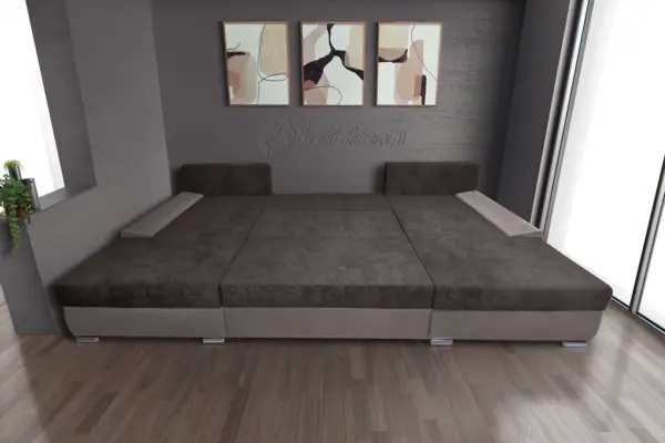 Wixy giga u alakú kanapé szamárszürke és taupe szürke színben