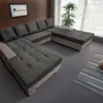 Wixy Giga u alakú kanapé világos barna és sötét szürke zsákszövettel