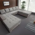 Wixy Giga u alakú kanapé világos barna és világos szürke zsákszövettel