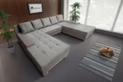 Wixy Giga u alakú kanapé világos barna és világos szürke zsákszövettel