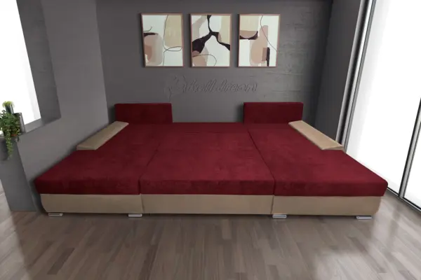 Wixy giga u alakú kanapé világos fahéj és antik rubintvörös színben