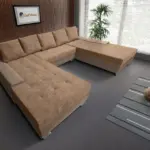 Wixy Giga u alakú kanapé világos fahéj és halvány taupe színben