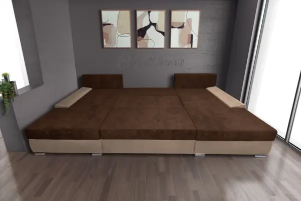 Wixy giga u alakú kanapé világos fahéj és havannabarna színben 345 x 205 cm fantasztikus nagy fekvőfelülettel - image 3