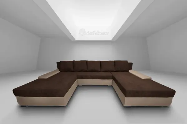 Wixy giga u alakú kanapé világos fahéj és kóla színben 345 x 205 cm fantasztikus nagy fekvőfelülettel - image 2