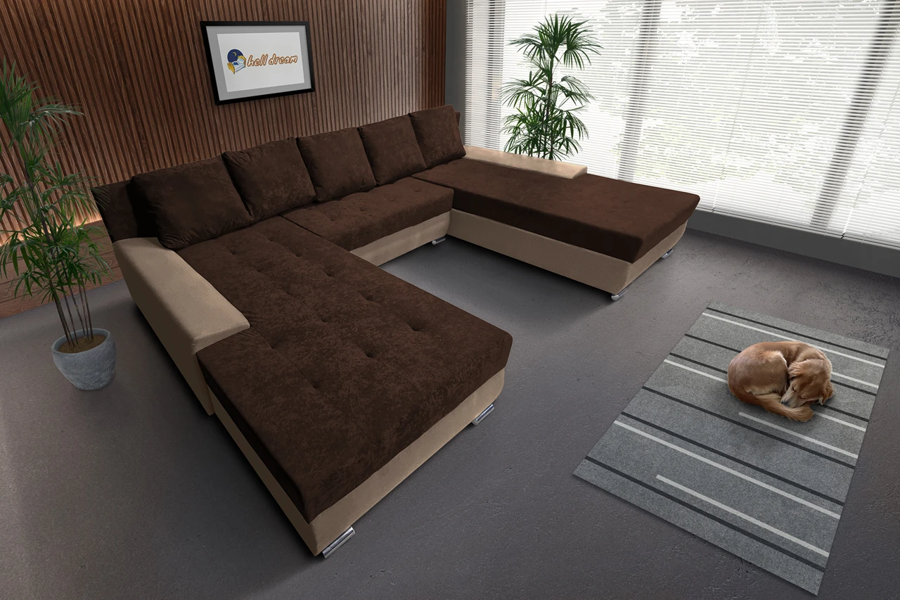 Wixy Giga u alakú kanapé világos fahéj és kóla színben