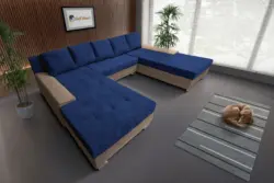 Wixy Giga u alakú kanapé világos fahéj és mély búzavirágkék színben