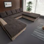 Wixy Giga u alakú kanapé világos fahéj és mély mályvabarna színben