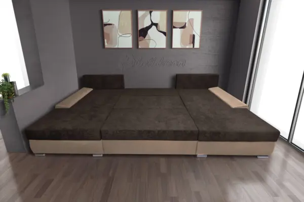 Wixy giga u alakú kanapé világos fahéj és mély mályvabarna színben