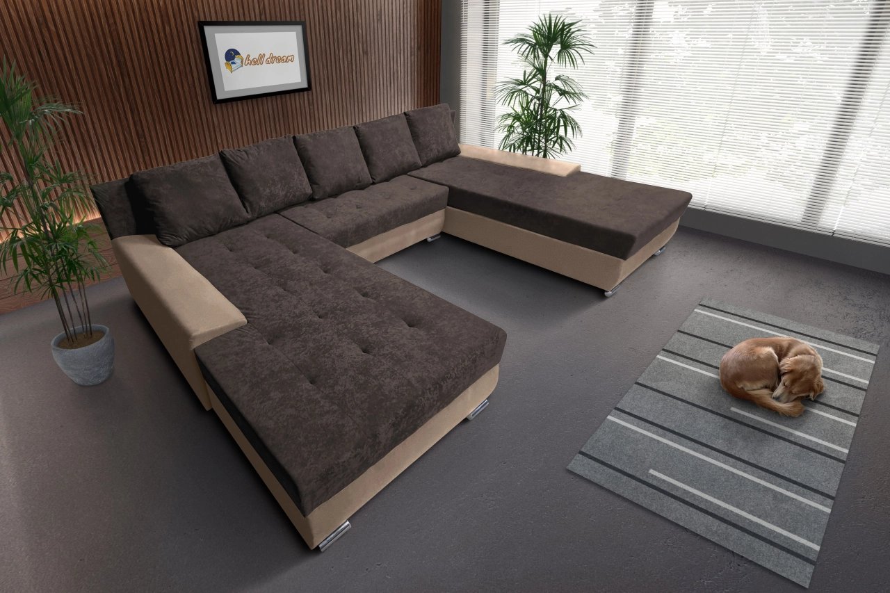 Wixy Giga u alakú kanapé világos fahéj és mély mályvabarna színben