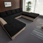 Wixy Giga u alakú kanapé világos fahéj és sejtelmes fekete színben