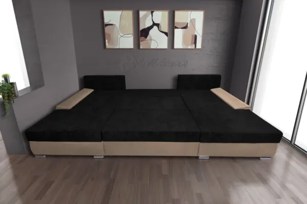 Wixy giga u alakú kanapé világos fahéj és sejtelmes fekete színben