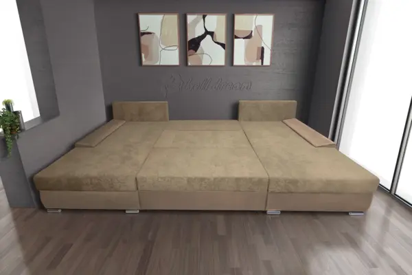 Wixy giga u alakú kanapé világos fahéj és szafarisárga színben