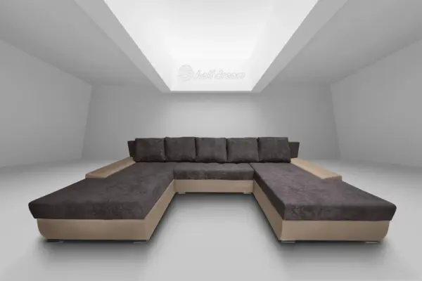 Wixy giga u alakú kanapé világos fahéj és taupe szürke színben