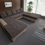 Wixy Giga u alakú kanapé világos fahéj és taupe szürke színben