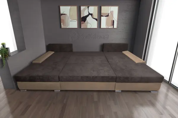 Wixy giga u alakú kanapé világos fahéj és taupe szürke színben