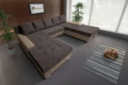 Wixy Giga u alakú kanapé világos fahéj és taupe szürke színben