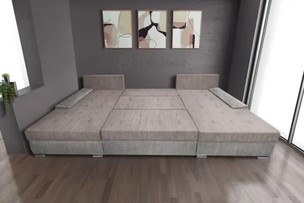 Wixy giga u alakú kanapé világos szürke és világos barna zsákszövettel