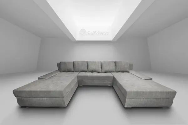 Wixy giga u alakú kanapé világos szürke zsákszövettel