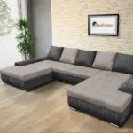 Wixy U Form ágyazható ülőgarnitúra sötét szürke és világos barna zsákszövettel