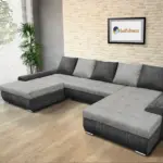 Wixy U Form ágyazható ülőgarnitúra sötét szürke és világos szürke zsákszövettel