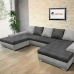 Wixy U Form ágyazható ülőgarnitúra világos szürke és sötét szürke zsákszövettel