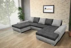 Wixy U Form ágyazható ülőgarnitúra világos szürke és sötét szürke zsákszövettel