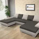 Wixy U Form ezüst serlegszürke és kvarcszürke ágyazható ülőgarnitúra