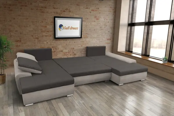 Wixy u form ezüst serlegszürke és kvarcszürke ágyazható ülőgarnitúra