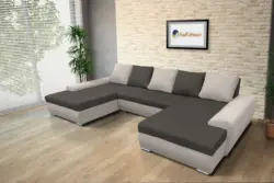 Wixy U Form ezüst serlegszürke és kvarcszürke ágyazható ülőgarnitúra