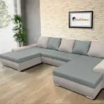 Wixy U Form ezüst serlegszürke és óezüst ágyazható ülőgarnitúra