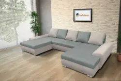 Wixy U Form ezüst serlegszürke és óezüst ágyazható ülőgarnitúra