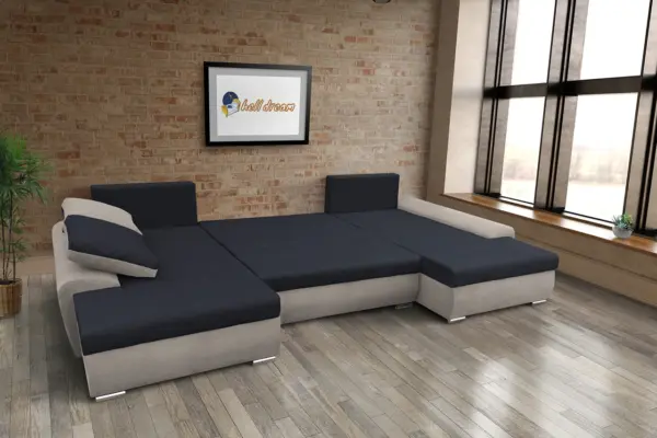 Wixy u form ezüst serlegszürke és ónix ágyazható ülőgarnitúra