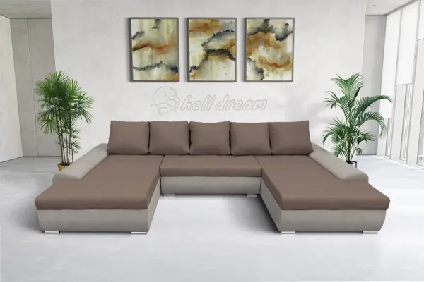 Wixy u form ezüst serlegszürke és pasztell taupe ágyazható ülőgarnitúra