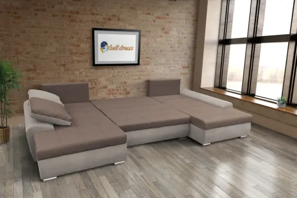 Wixy u form ezüst serlegszürke és pasztell taupe ágyazható ülőgarnitúra